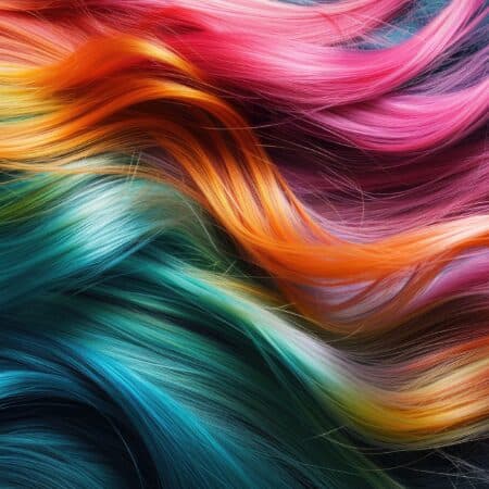 Na zdjęciu przedstawione są tęczowe włosy.