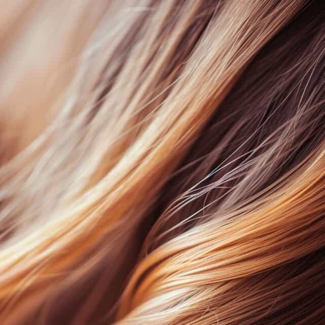 Na zdjęciu przedstawione są proste, stonowane włosy z refleksami.