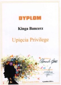Certyfikat: Upięcia Privilege — Alessandro Giusto, Akademia Fryzjerska Gabriel