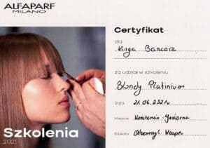 Certyfikat: Blondy Platinium — Alfaparf Milano